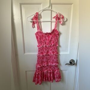 Pink Floral Smocked Dress